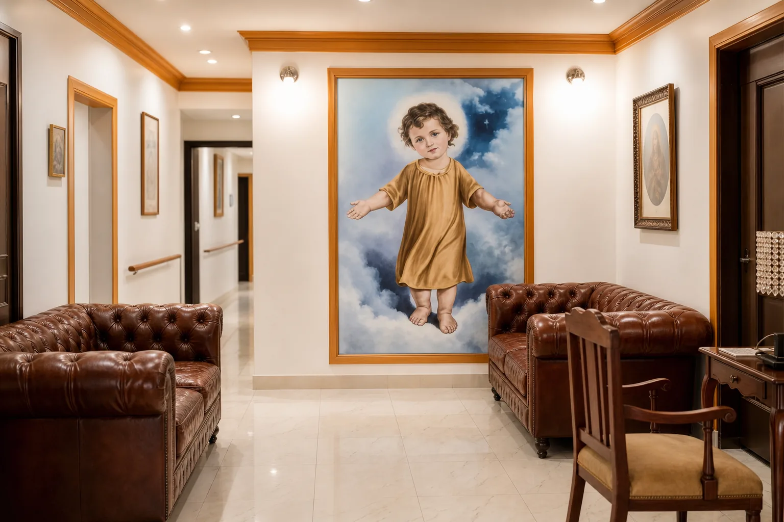 Hall del hogar con la imagen del Divino Niño Jesús